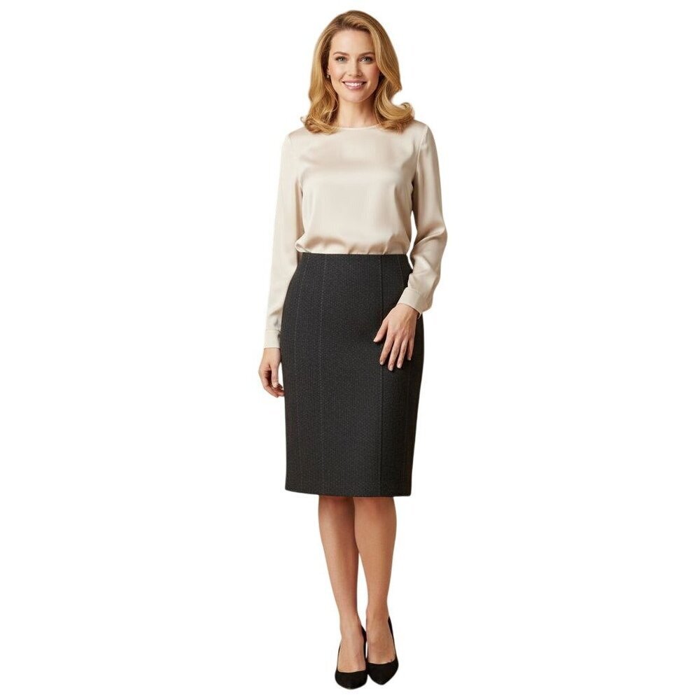 Rebecca Taylor Wool Blend Seamed Pencil Skirt With Peplum Back Designer Size 6